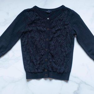 Black Lace-Front Cardigan